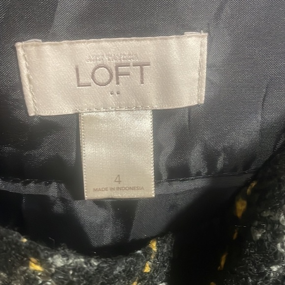 Ann Taylor Loft  Black|Gray|Yellow Plaid A-line Mini Skirt Sz 4 - Picture 3 of 4